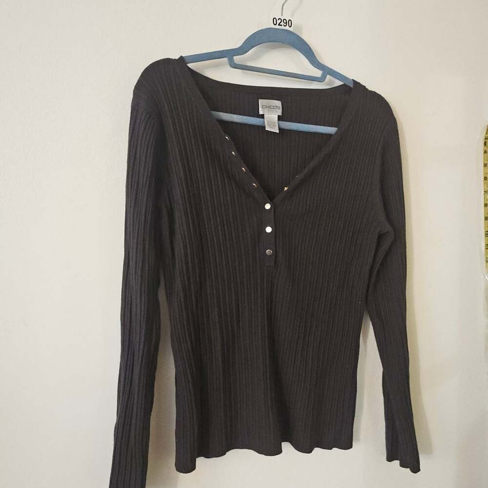 Black Long Sleeve Ribbed Shirt 289